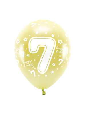 6 gab, Perlamutra ECO baloni "7", zelta, 33 cm