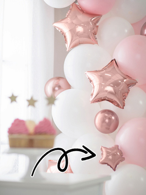 25 gab, Folijas baloni zvaigznītes, rozā zelta, 12 cm