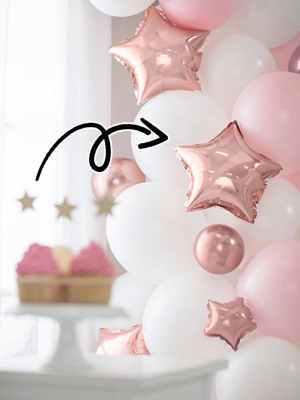 25 gab, Folijas baloni zvaigznītes, rozā zelta, 22 cm