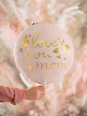 Folija balons aplis  - Love you mom, 45 cm