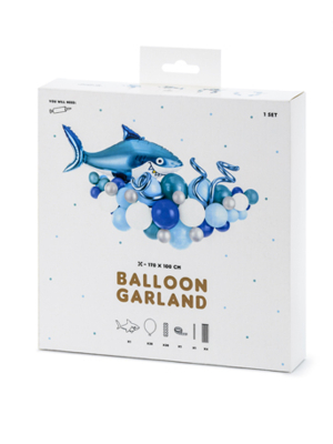 Balloon garland - Shark, blue, 150 x 95 cm