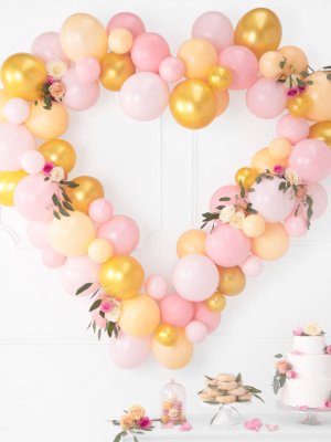 DIY Balonu virtene Sirds rāmis, rozā ar zeltu, 166 x 160 cm