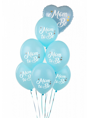Balloons 30 cm, Mom to Be, Pastel Light Blue (1 pkt / 6 pc.)