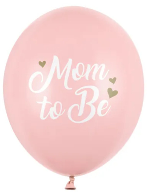 50 gab, Baloni Mom to Be ar apdruku, bali rozā, 30 cm
