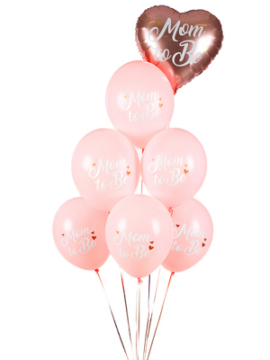 6 gab, Baloni Mom to Be ar apdruku, bali rozā, 30 cm