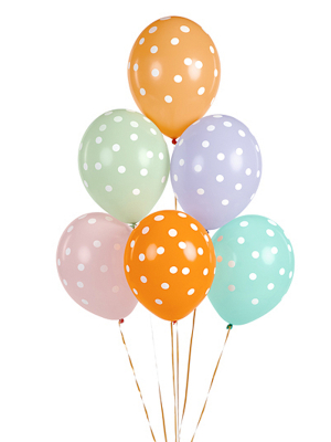 Balloons 30 cm, Dots, mix (1 pkt / 6 pc.)