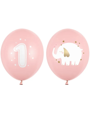 50 gab, Baloni Viens gads ar apdruku, rozā, 30 cm