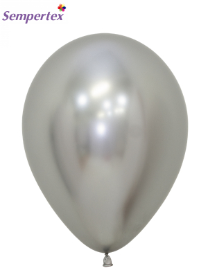 12 gab, Lateksa baloni, hromēti sudraba, 30 cm