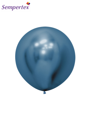 1 gab, 61 cm, Zils, metalizēts (hromēts) balons