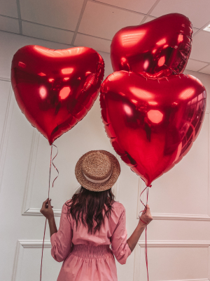 3 GIGANT foil heart balloons with helium, 72 x 73 cm