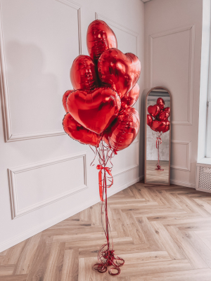 10 foil heart balloons with helium, 45 cm