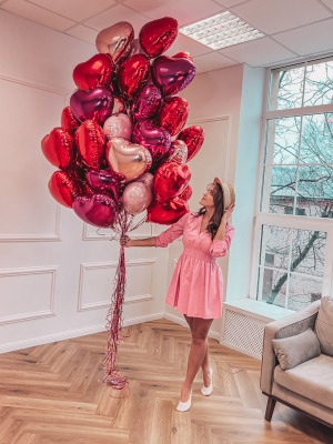 50 foil heart balloons with helium, 45 cm