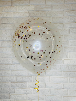 Caurspīdīgs balons ar konfeti, 45 cm