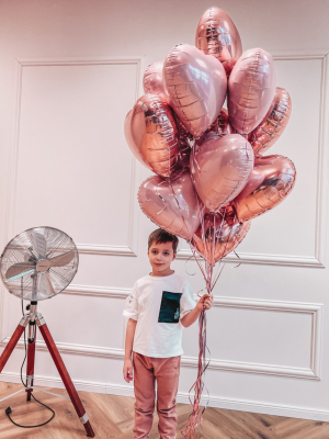 13 foil heart balloons with helium, 45 cm