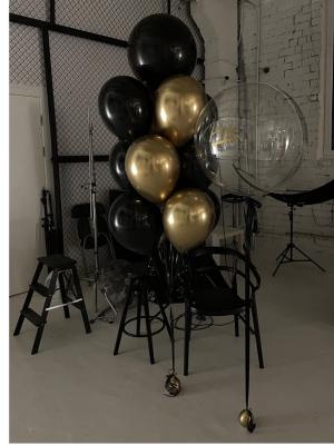 Hēlija balonu pušķis "12 baloni + Orbz ar tekstu"