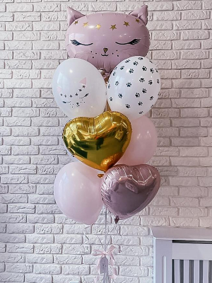 Hēlija balonu pušķis "Kaķis"