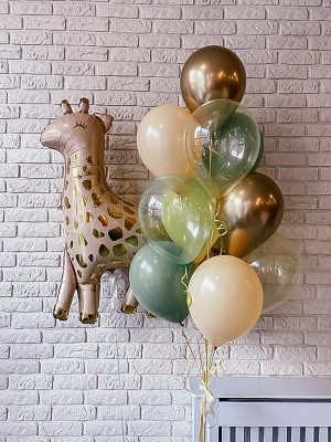 Hēlija balonu pušķis "žirafe+pušķis"
