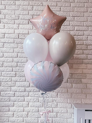 Hēlija balonu pušķis "Happy Birthday"