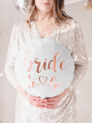 Круглый фольгированный шар  - Bride to be, белый, 45 см