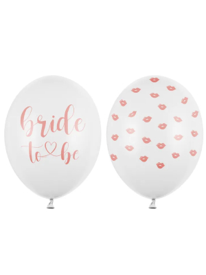 50 gab, Baloni Bride to be, balti ar rozā apdruku un dizainu, 30 cm