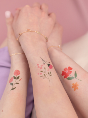 Pagaidu tetovējumi "Ziedi", krāsu mix