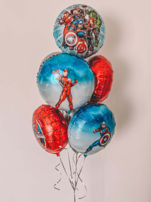 Marvel super varoņu hēlija baloni, 5 folija + 2 hroma baloni