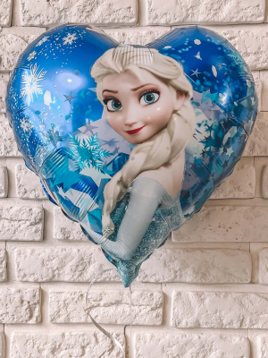 Folija balons Frozen Elza, sirds, zils, 45 cm