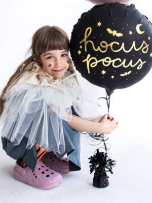 Apaļš folijas balons Hocus Pocus, melns un zelts, 45 cm