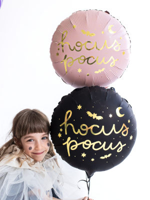 Apaļš folijas balons Hocus Pocus, rozā un zelta, 45 cm