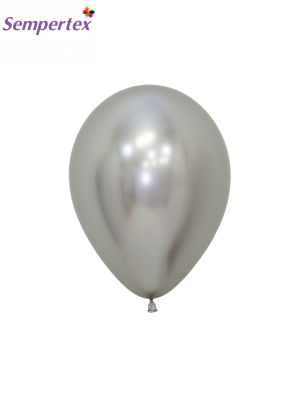 50 gab, 12 cm, Sudrabs, metalizēts (hromēts) balons
