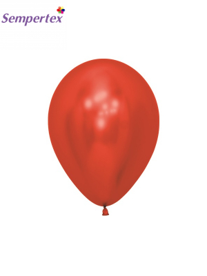 50 gab, 12 cm Sarkans, metalizēts (hromēts) balons