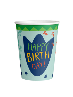 8 gab, Papīra glāzītes Dino  Happy Birthday, 250 ml
