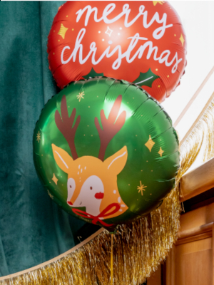Folija balons Merry Christmas, sarkans, 45 cm