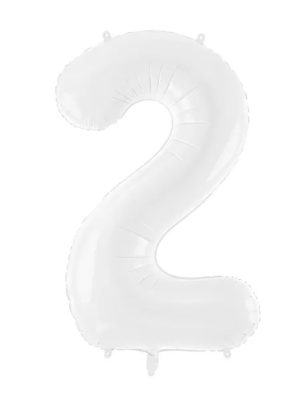 Cipara folija balons `2`, 86 cm, balts