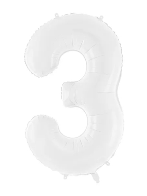 +Cipara folija balons `3`, 86 cm, balts