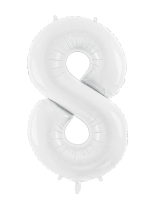 Cipara folija balons `8`, 86 cm, balts
