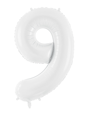 +Cipara folija balons `9`, 86 cm, balts