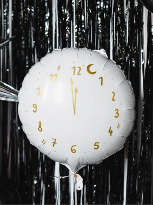 Круглый шар Часы, белые с золотым, 45 см