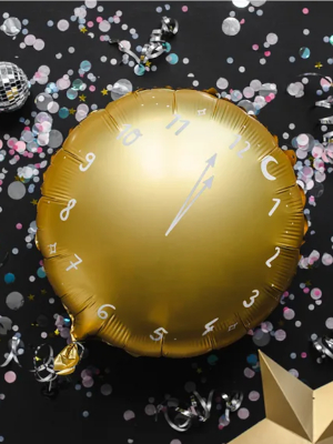 Круглый шар Часы, золотой с белым, 45 см