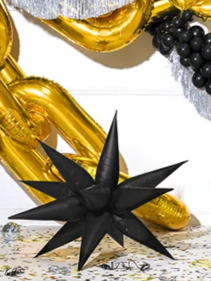 Folijas balons Zvaigzne 3D melnā krāsā, 70 cm
