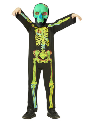 Tumsā spīdošs Neona skeleta kostīms