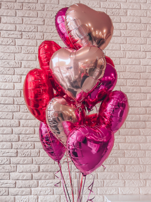 13 helium hearts, 45 cm