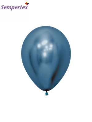 50 gab, 12 cm, Zils,  metalizēts (hromēts) balons