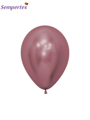 50 gab, 12 cm, Rozā, metalizēts (hromēts) balons