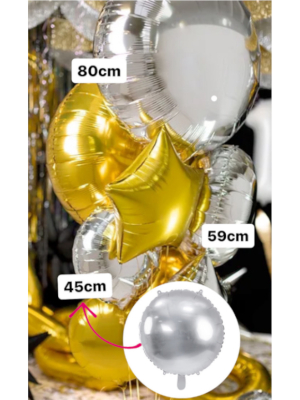 Folija balons aplis, sudraba krāsā, 45 cm