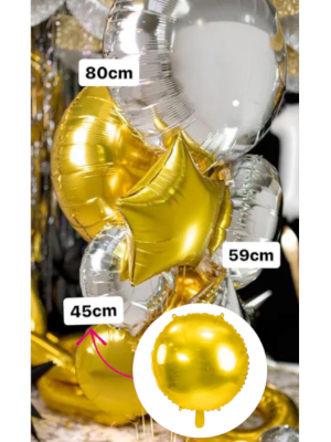 Apaļš folija balons, zelta krāsā, 45 cm