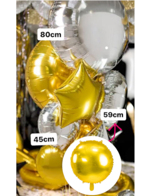Apaļš folija balons, zelta krāsā, 59 cm