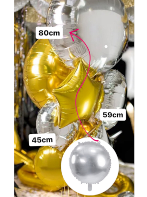 Apaļš folija balons, sudraba krāsā, 80 cm
