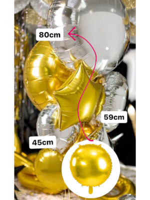 Apaļš folijas balons, zelta krāsā, 80 cm