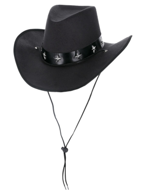 Черная ковбойская шляпа в стиле вестерн